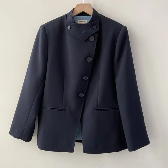 Zadig & Voltaire Verysa Navy Asymmetrical Blazer - Picture 7 of 14